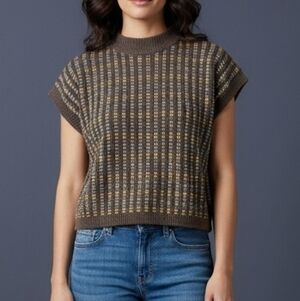 Vtg LITTLE LISA 1980s Pastel Sleeveless Cropped Sweater